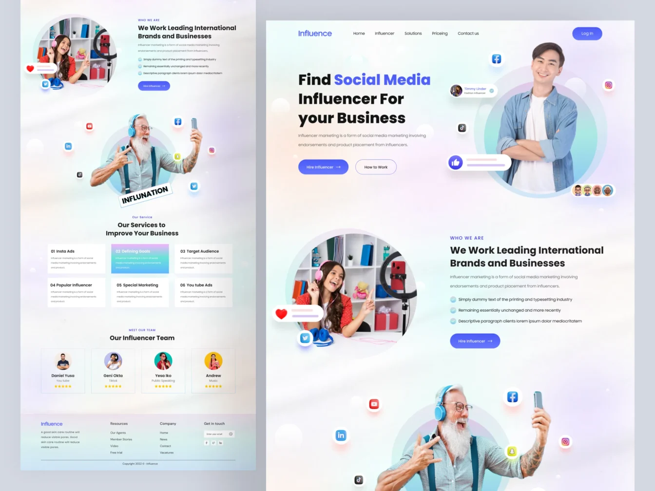 Influencer Marketing Website Landing Page Template